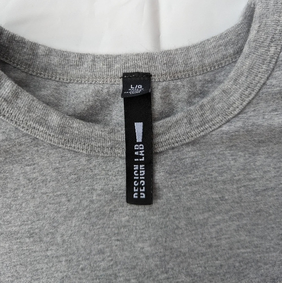 Design Lab Shoulder-Padded Jersey T-Shirt Dress Grey 100% Cotton Women Large - Picture 7 of 11